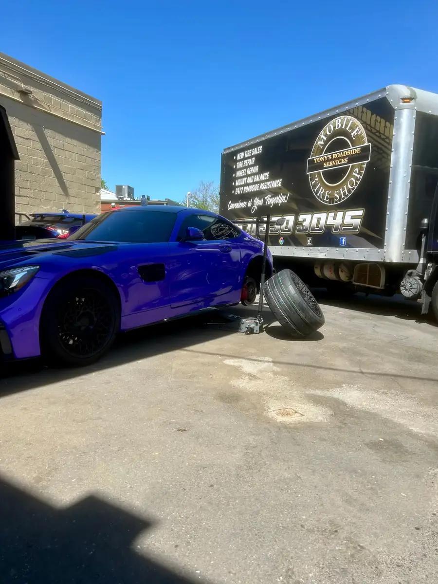 TRS mobile tire service truck on site