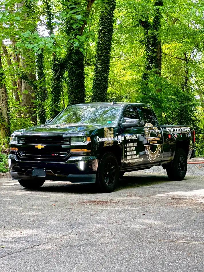 TRS mobile tire shop truck parked and ready for calls